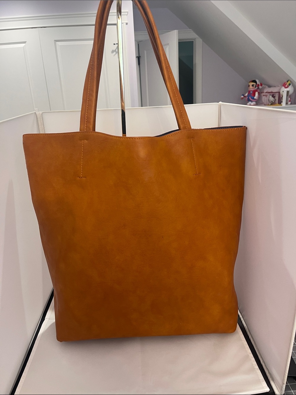 Sole Society Tan Leather-Look Tall Tote